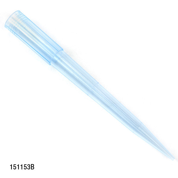 Globe Scientific Pipette Tip, 100 - 1250uL, Certified, Universal, Graduated, Blue, 84mm, Extended Length, 1000/Stand-Up Resealable Bag Image